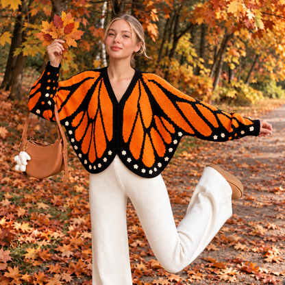 Hand-Crocheted Monarch Butterfly Cardigan