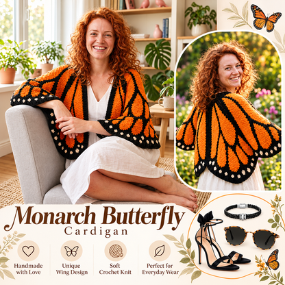 Hand-Crocheted Monarch Butterfly Cardigan