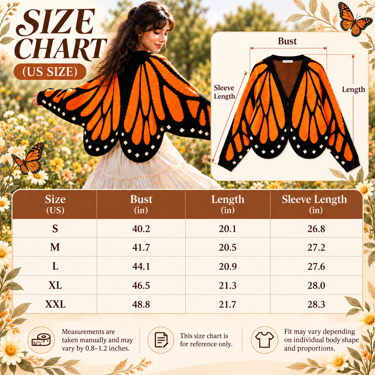 Hand-Crocheted Monarch Butterfly Cardigan